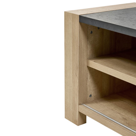 Meuble TV 1 Porte Coulissante Imitation Bois - IRVEN