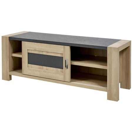Meuble TV 1 Porte Coulissante Imitation Bois - IRVEN