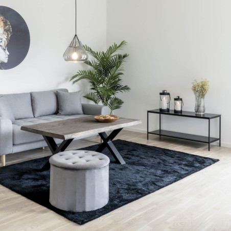 Meuble TV Acier Noir et Plateau Noir - HARNO