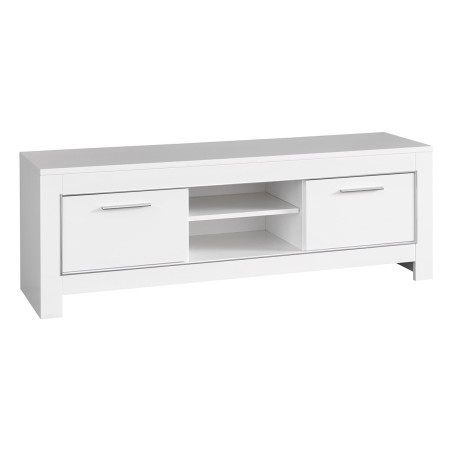 Meuble TV 2 Portes L160cm Laqué Blanc Brillant - DENEA
