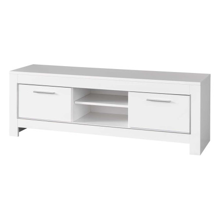 Meuble TV 2 Portes L160cm Laqué Blanc Brillant - DENEA