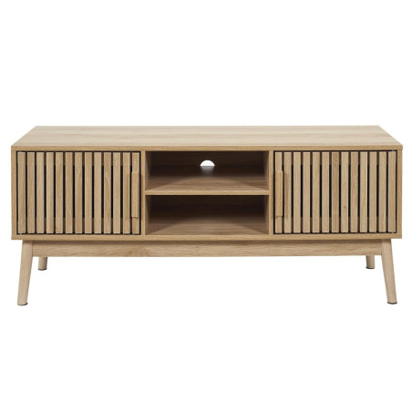 Meuble TV 2 Portes Effet Bois avec Tasseaux - PAJEN