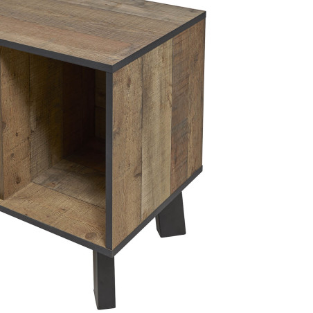 Meuble TV 1 Porte 3 Niches Aspect Bois et Métal - KARMO