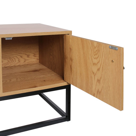 Meuble TV 2 Portes Aspect Bois et Pieds Métal - ARION