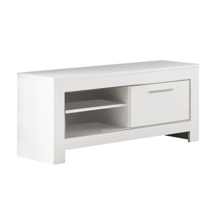 Meuble TV 1 porte L112 cm laqué blanc brillant - DENEA