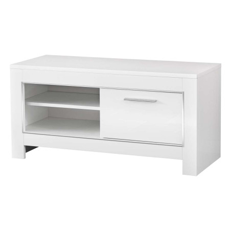 Meuble TV 1 porte L112 cm laqué blanc brillant - DENEA