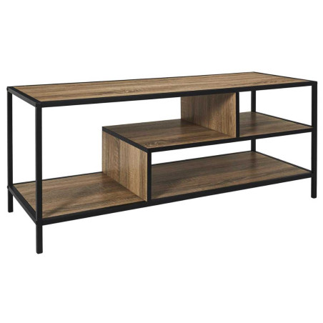 Banc TV métal noir et plateaux aspect bois - EDDIX