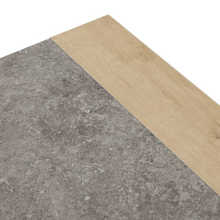 Meuble TV 2 portes aspect bois et pierre - FANIO