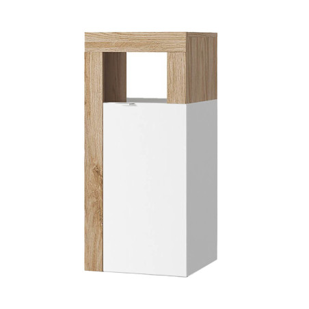 Rangement 1 porte blanc laqué aspect bois finition Cadiz - ARTIRA