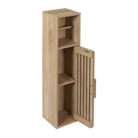Meuble dérouleur papier toilettes 1 porte effet bois avec tasseaux - PAJEN