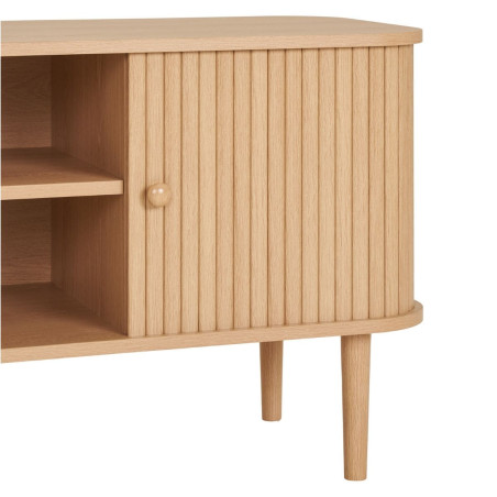 Meuble TV 2 portes coulissantes en MDF et pin naturel - ERIRA