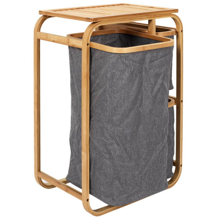 Rangement à 3 Panières en Bambou et Tissu Gris - LAZIR