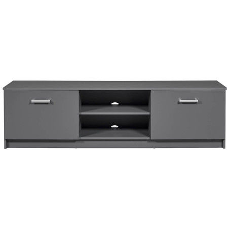 Meuble TV 2 portes 2 niches gris graphite - ZEINO