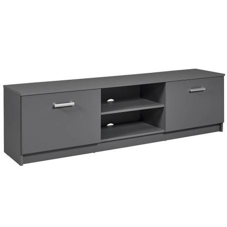 Meuble TV 2 portes 2 niches gris graphite - ZEINO