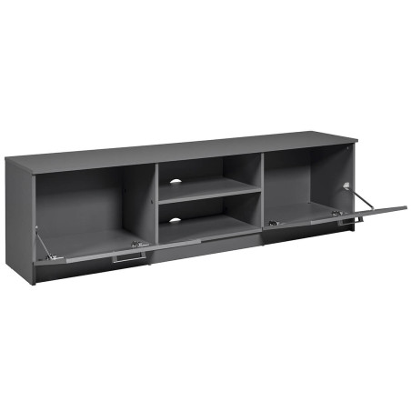 Meuble TV 2 portes 2 niches gris graphite - ZEINO