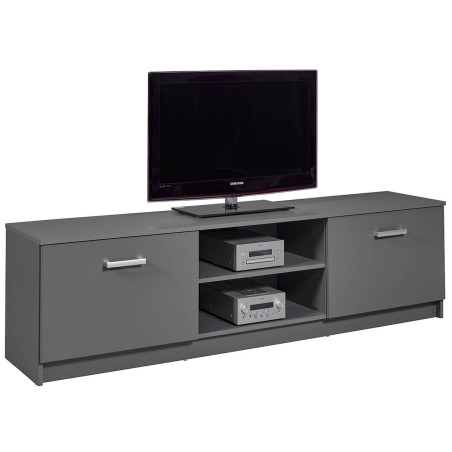 Meuble TV 2 portes 2 niches gris graphite - ZEINO