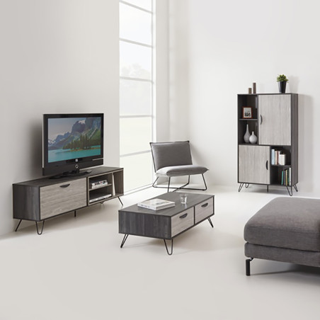 Meuble TV 1 porte 3 niches 180 cm - ARVEN