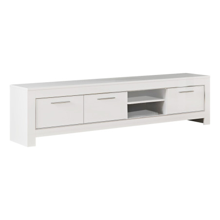 Meuble TV 3 Portes L207cm Laqué Blanc Brillant - DENEA