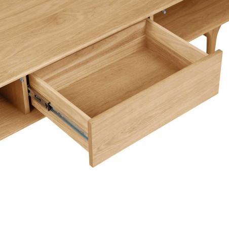 Meuble TV 2 portes 1 tiroir en chêne massif et placage de chêne - GARANCOR