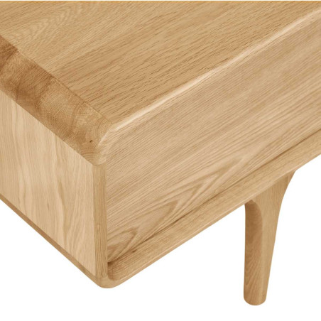 Meuble TV 2 portes 1 tiroir en chêne massif et placage de chêne - GARANCOR