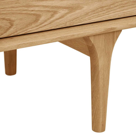 Meuble TV 2 portes 1 tiroir en chêne massif et placage de chêne - GARANCOR