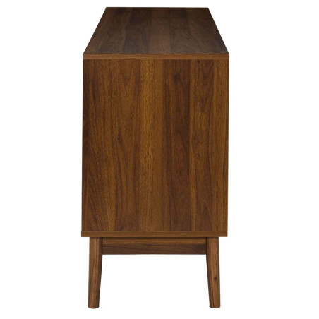 Meuble TV 2 portes 2 niches en bois MDF pieds pin teinté chêne foncé - COTELE