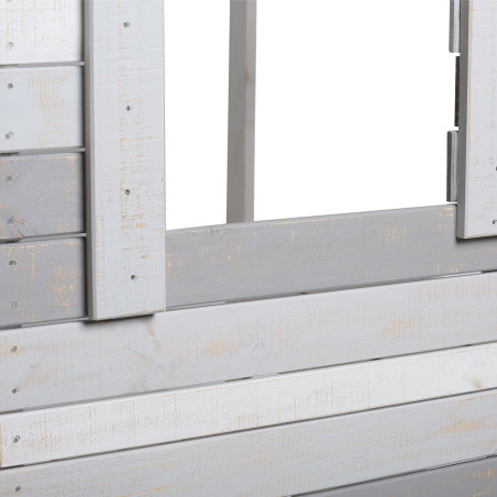 Lit cabane 90 x 200 cm bois aspect vieilli blanc et grisé - ROSALIO