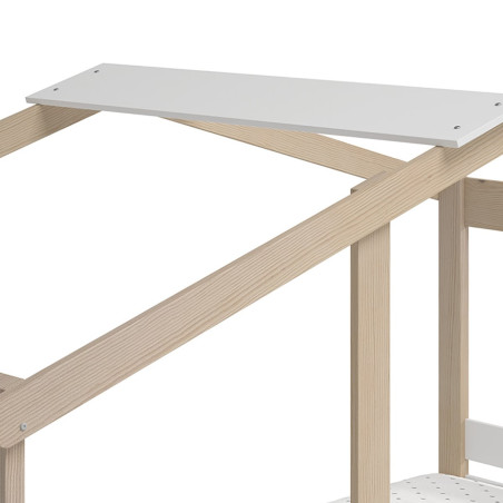 Lit cabane 90x190 cm MDF et pin blanc et naturel - MESEN