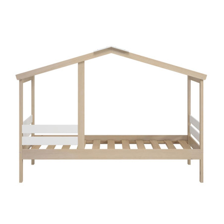 Lit cabane 90x190 cm MDF et pin blanc et naturel - MESEN