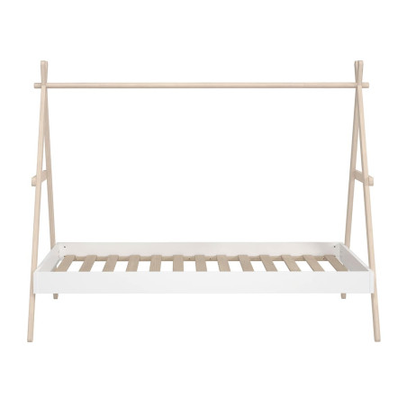 Lit tipi 90x200 cm hauteur réglable en MDF et pin blanc - KANEN