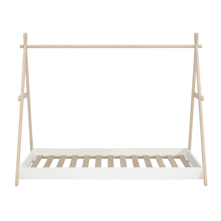 Lit tipi 90x200 cm hauteur réglable en MDF et pin blanc - KANEN