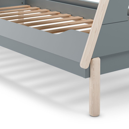 Lit tipi 90x190 en MDF et pin massif laqué vert pétrole - NOLIANOR