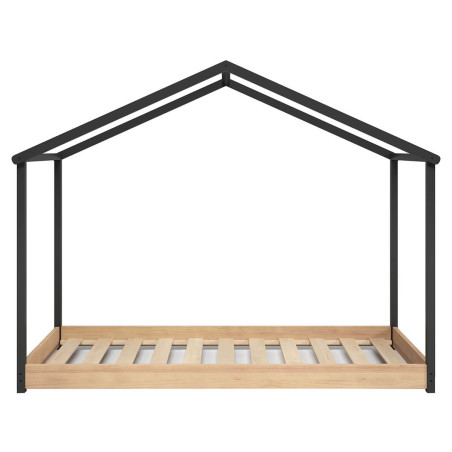 Lit cabane 90x200 cm gris anthracite et naturel - UTHIO