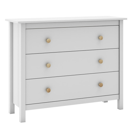 Commode 3 tiroirs en pin massif blanc - DIVA
