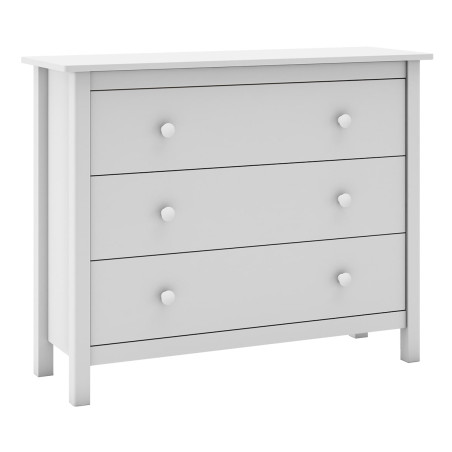 Commode 3 tiroirs en pin massif blanc - DIVA
