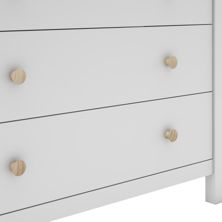 Commode 3 tiroirs en pin massif blanc - DIVA