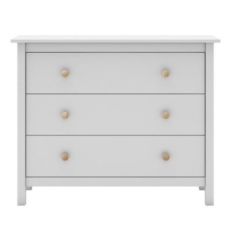 Commode 3 tiroirs en pin massif blanc - DIVA