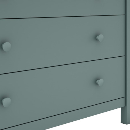 Commode 3 tiroirs en pin massif vert pétrole - DIVA