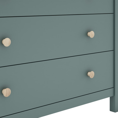 Commode 3 tiroirs en pin massif vert pétrole - DIVA