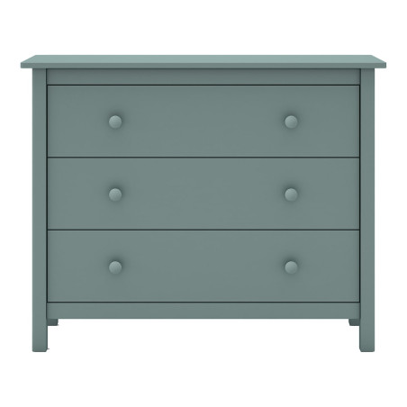 Commode 3 tiroirs en pin massif vert pétrole - DIVA