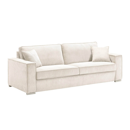 Canapé fixe 4 places velours côtelé blanc - SORIA