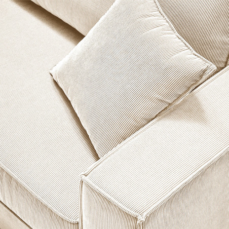 Canapé fixe 4 places velours côtelé blanc - SORIA