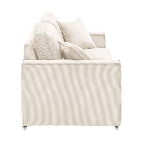 Canapé fixe 4 places velours côtelé blanc - SORIA