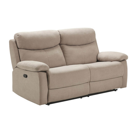 Canapé 3 Places Relax Manuel Beige Tissu Waterproof - TARIA