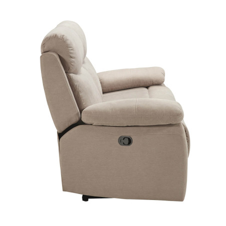 Canapé 3 Places Relax Manuel Beige Tissu Waterproof - TARIA