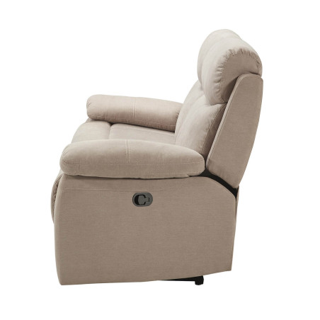Canapé 3 Places Relax Manuel Beige Tissu Waterproof - TARIA