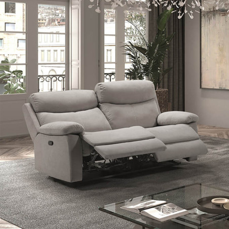 Canapé 3 Places Relax Manuel Gris Clair Waterproof - TARIA