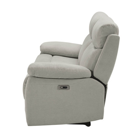 Canapé 3 Places Relax Électrique Gris Clair Tissu Waterproof - TARIA