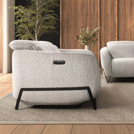 Canapé Relax Electrique 3 Places en Tissu Polyester Beige - AMSTAR
