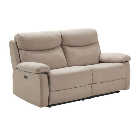 Canapé 3 Places Relax Électrique Beige Tissu Waterproof - TARIA